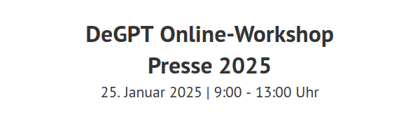 Logo DeGPT Online-Workshop Presse 2025