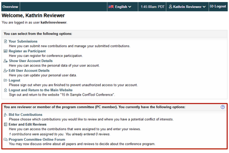 Image 2: Reviewer account options | click on image to enlarge